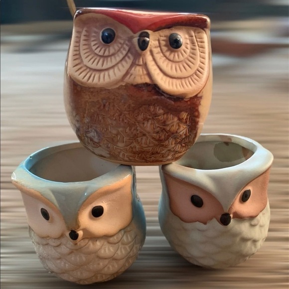 Trio Owl Tea Light Holders - Picture 1 of 4
